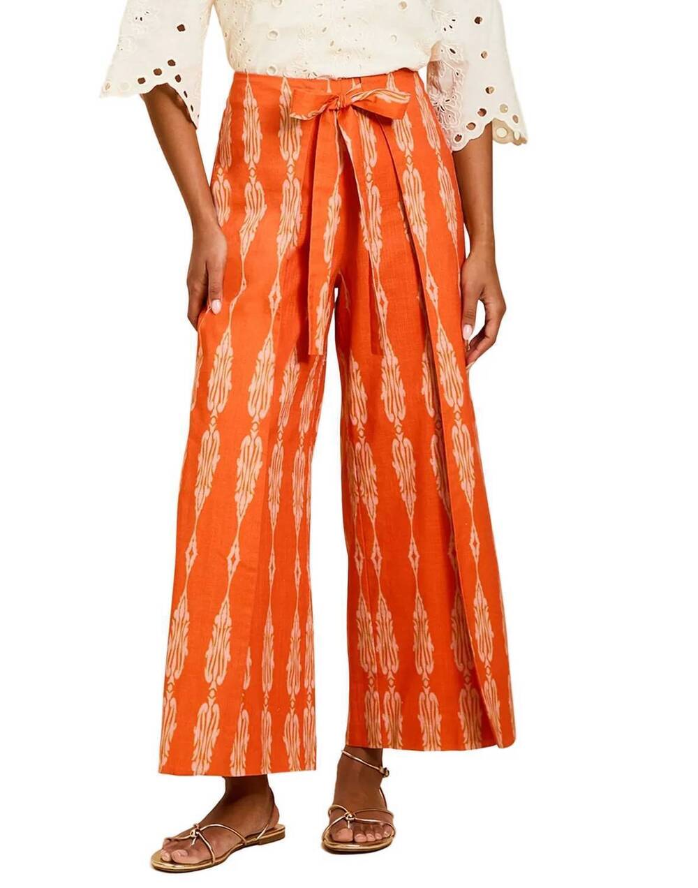 NEW MESTIZA NEW YORK chloe wrap pants in hibiscus mosaic
